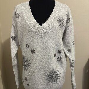 WHBM grey V-neck sweater